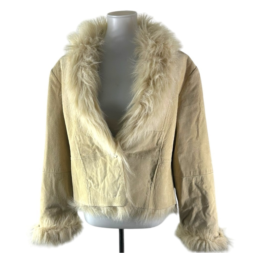 Cami International Genu Leather Faux Fur Penny Lane Jacket Size Large NWOT